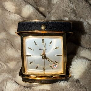 Bulova Gold and Black Compact Clock